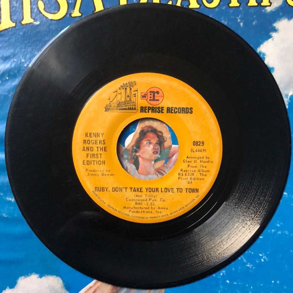 Kenny Rogers Ruby Don't Take Your Love To Town Vinyl 45 Record '69